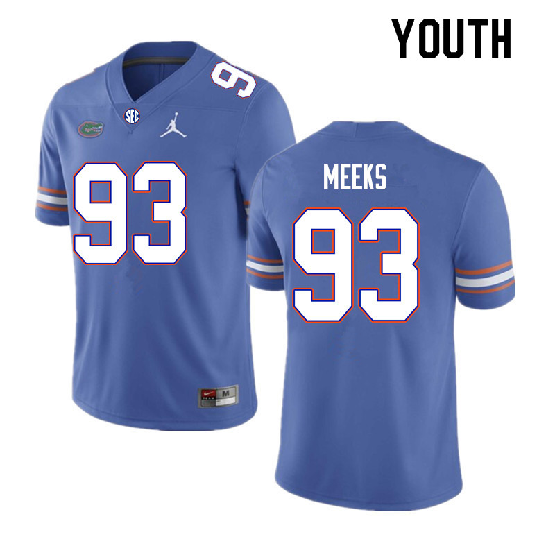 Youth #93 Dylan Meeks Florida Gators College Football Jerseys Sale-Royal - Click Image to Close